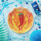 Rode hete peper vuur vlammen papieren bordje (Feest)