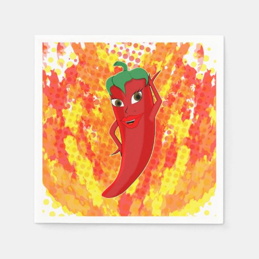 Rode hete peper vuur vlammen servet (Voorkant)
