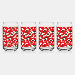 Rode Hete Pepers Pittig Blikvorm Glas