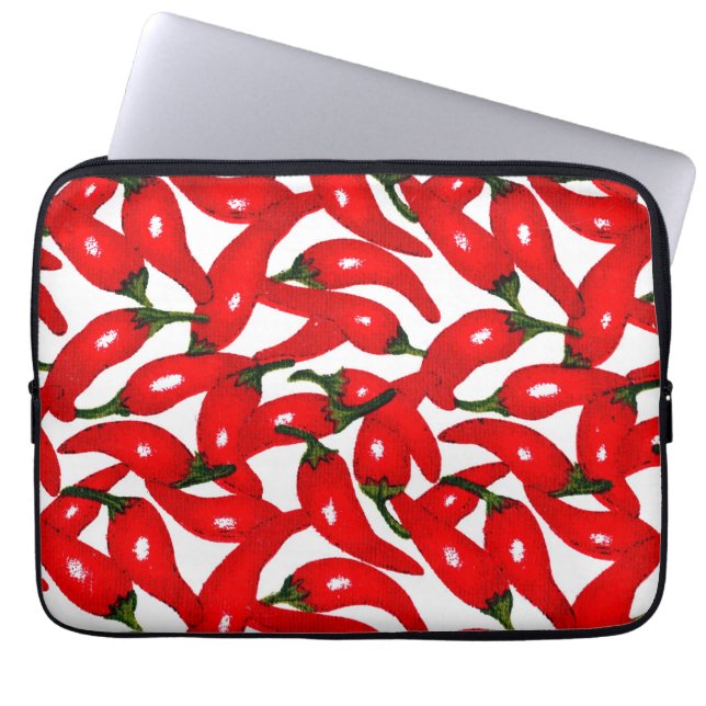 Rode hete pepers pittig  laptop sleeve (Voorkant)