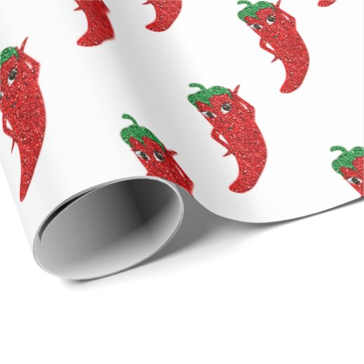 Rode Hete Pepper Diva Glitter Cadeaupapier (Rol Hoek)