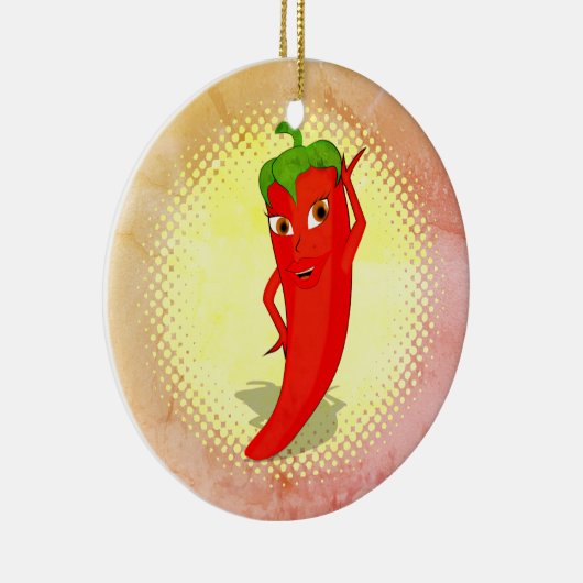 Rode Hete Pepper Diva Stijl Print Keramisch Ornament (Rechts)