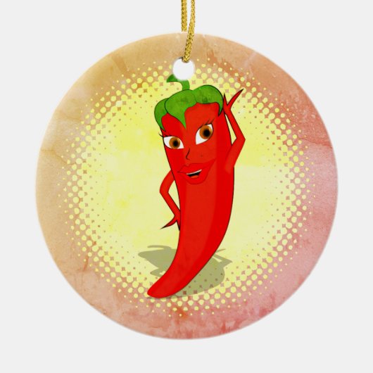 Rode Hete Pepper Diva  Stijl Print Keramisch Ornament (Voorkant)