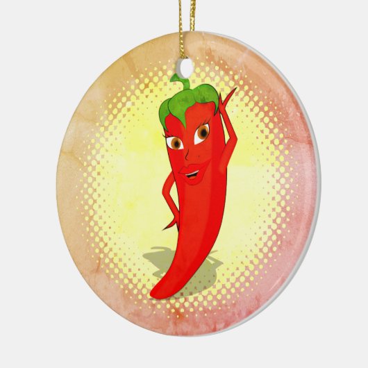 Rode Hete Pepper Diva  Stijl Print Keramisch Ornament (Links)