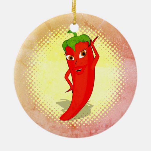 Rode Hete Pepper Diva Stijl Print Keramisch Ornament (Achterkant)