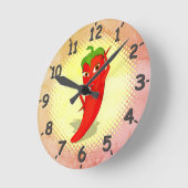 Rode Hete Pepper Diva Stijl Print Ronde Klok (Hoek)