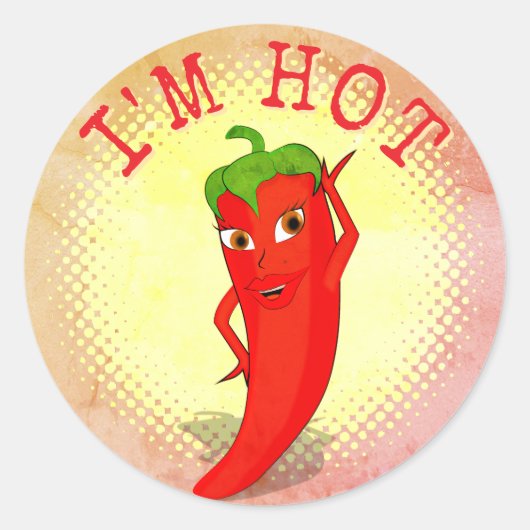 Rode Hete Pepper Diva  Stijl Print Ronde Sticker (Voorkant)