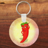 Rode Hete Pepper Diva  Stijl Print Sleutelhanger (Achterkant)