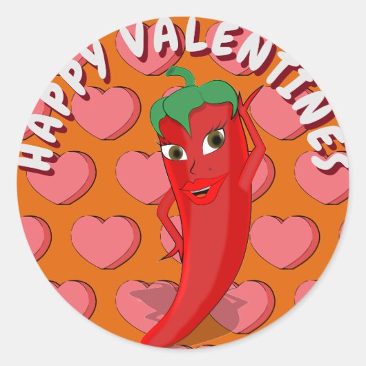 Rode Hete Pepper Diva Valentijnse  Ronde Sticker (Voorkant)