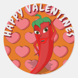 Rode Hete Pepper Diva Valentijnse  Ronde Sticker