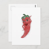 Rode Hete Pepper Diva Waterverf Aangepast Briefkaart (Voorkant / Achterkant)