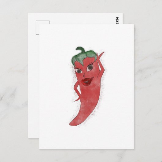 Rode Hete Pepper Diva Waterverf Aangepast Briefkaart (Voorkant / Achterkant)