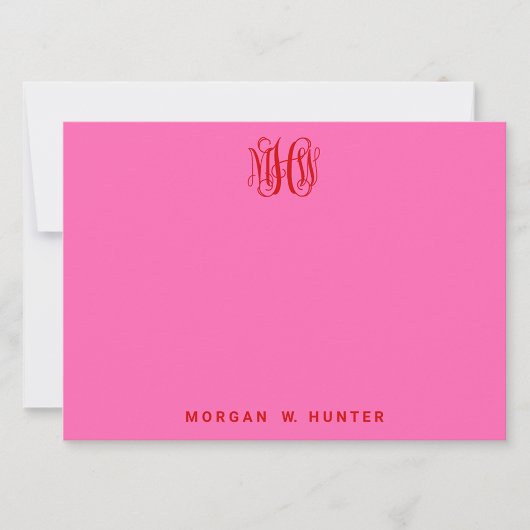 Rode Hete Roze Wingeschrift Monogram Doe-het-zelf Bedankkaart