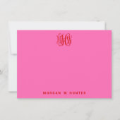 Rode Hete Roze Wingeschrift Monogram Doe-het-zelf Bedankkaart (Voorkant)