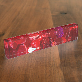 Rode hexagon abstract glanzend glanzend patroon naambordje