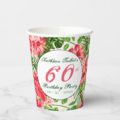 Rode Hibiscus 60e verjaardag Party Paper Cup Papieren Bekers (Links)