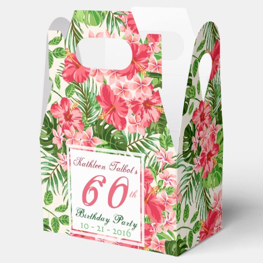 Rode Hibiscus 60e Verjaardagsfeestgunst Box Bedankdoosjes (Geopend)