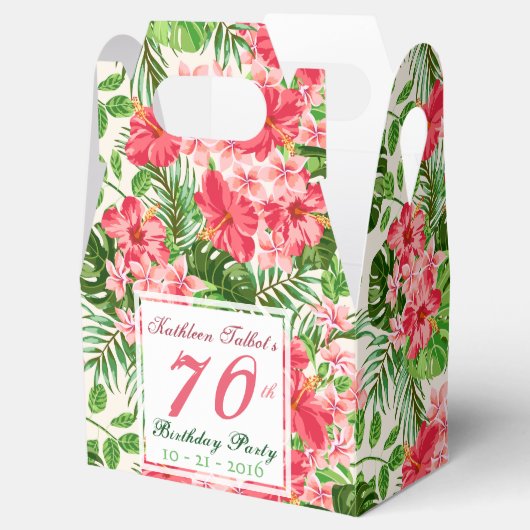 Rode Hibiscus 70e Verjaardagsfeestgunst Box Bedankdoosjes (Geopend)