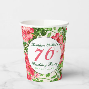 Rode Hibiscus 70e Verjaardagsfeestje Papieren Beke Bekers