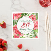 Rode Hibiscus 80ste verjaardag Party Papier servet (Insitu)