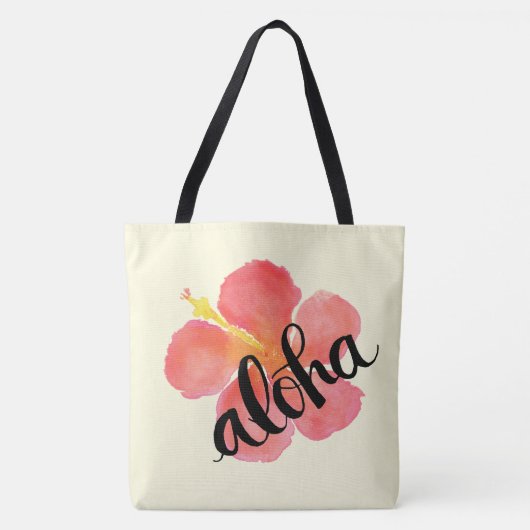 Rode Hibiscus Aloha Boodschappentas Tote Bag (Voorkant)