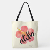Rode Hibiscus Aloha Boodschappentas Tote Bag (Achterkant)