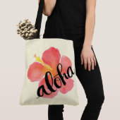 Rode Hibiscus Aloha Boodschappentas Tote Bag (Dichtbij)