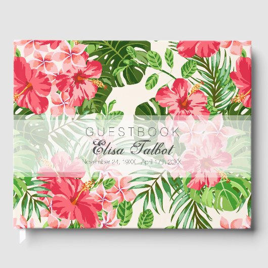 Rode Hibiscus begrafenis herdenkingsboek Gastenboek (Voorkant)