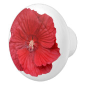 Rode Hibiscus Bloem Botanische Bloemen Fotografisc Keramische Knop (Rechts)