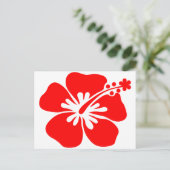 Rode hibiscus-bloem briefkaart (Staand voorkant)