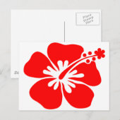 Rode hibiscus-bloem briefkaart (Voorkant / Achterkant)