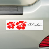 Rode hibiscus-bloem bumpersticker (Op auto)