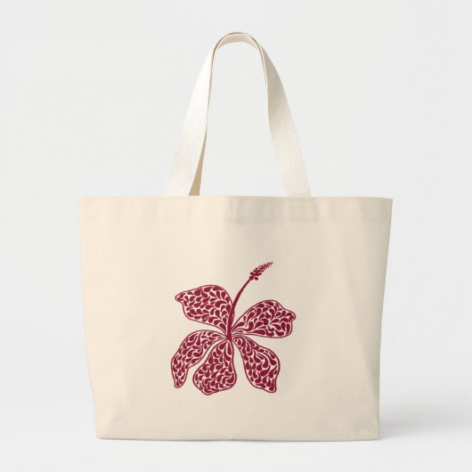 Rode Hibiscus Bloem Grote Tote Bag (Voorkant)