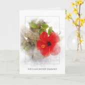 rode hibiscus-bloem in zilverbeeld kaart (Gele Bloem)