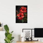 Rode Hibiscus Bloem Kunstprint Poster (Thuiskantoor)