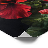 Rode Hibiscus Bloem Kunstprint Poster (Hoek)
