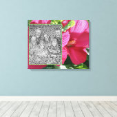 Rode Hibiscus Bloem Maak Je Eigen Foto Canvas Afdruk (Insitu (Houten vloer))
