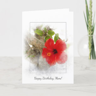 Rode hibiscus bloem mama's verjaardag kaart