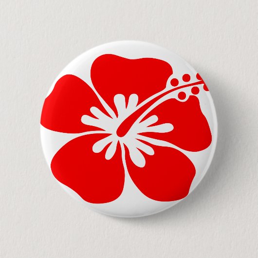 Rode hibiscus-bloem ronde button 5,7 cm (Voorkant)