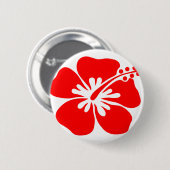 Rode hibiscus-bloem ronde button 5,7 cm (Voorkant /achterkant)