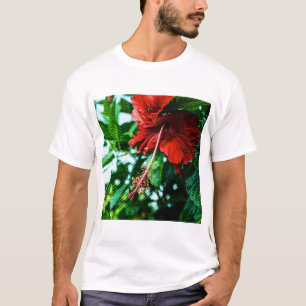 Rode Hibiscus Bloem T-shirt