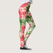 Rode Hibiscus Bloem Witte Achtergrond leggings (Rechts)
