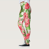 Rode Hibiscus Bloem Witte Achtergrond leggings (Links)