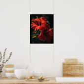 Rode Hibiscus Bloemen Art Print Poster (Keuken)