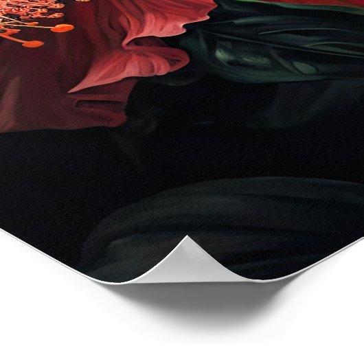 Rode Hibiscus Bloemen Art Print Poster (Hoek)