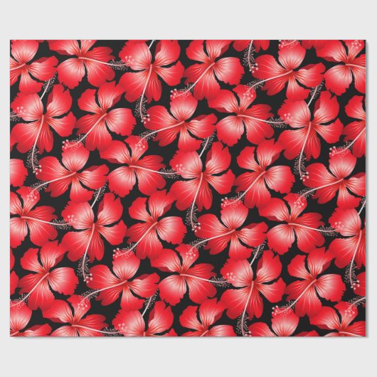 Rode hibiscus bloemen cadeaupapier (Vlak)