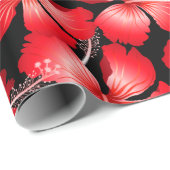 Rode hibiscus bloemen cadeaupapier (Rol Hoek)