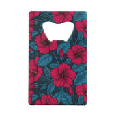 Rode hibiscus bloemen creditkaart flessenopener (Achterkant)