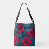 Rode hibiscus bloemen crossbody tas (Achterkant)