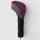 Rode hibiscus bloemen golfheadcover (Schuin)